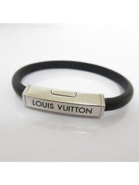 Louis Vuitton Clip It Leather Bracelet Black
